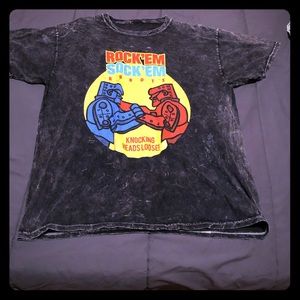 Black Stone wash ROCK-EM, SOCK-EM ROBOT T-Shirt L